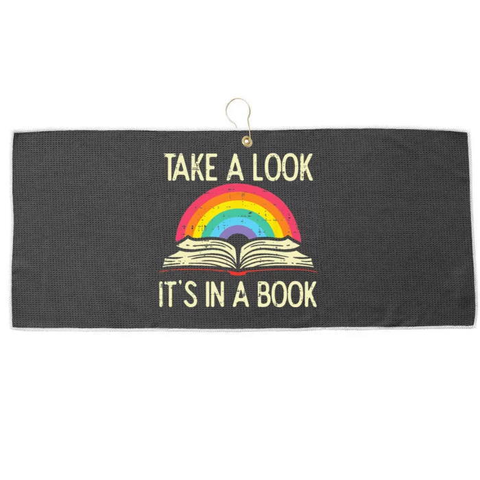 Take A Look Its In A Book Vintage Reading Bookworm Librarian Large Microfiber Waffle Golf Towel