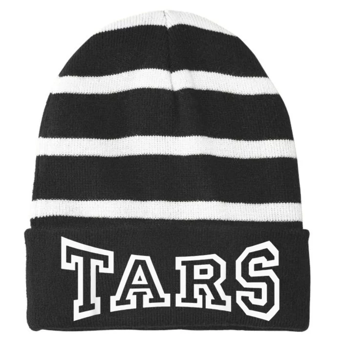 Tars Arch Logo Vintage University Alumni Style Striped Beanie with Solid Band