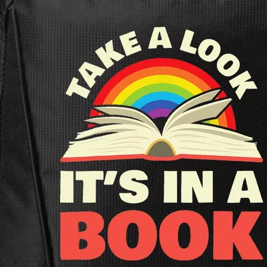 Take A Look It's In A Book Reading Retro Rainbow Books Lover City Backpack