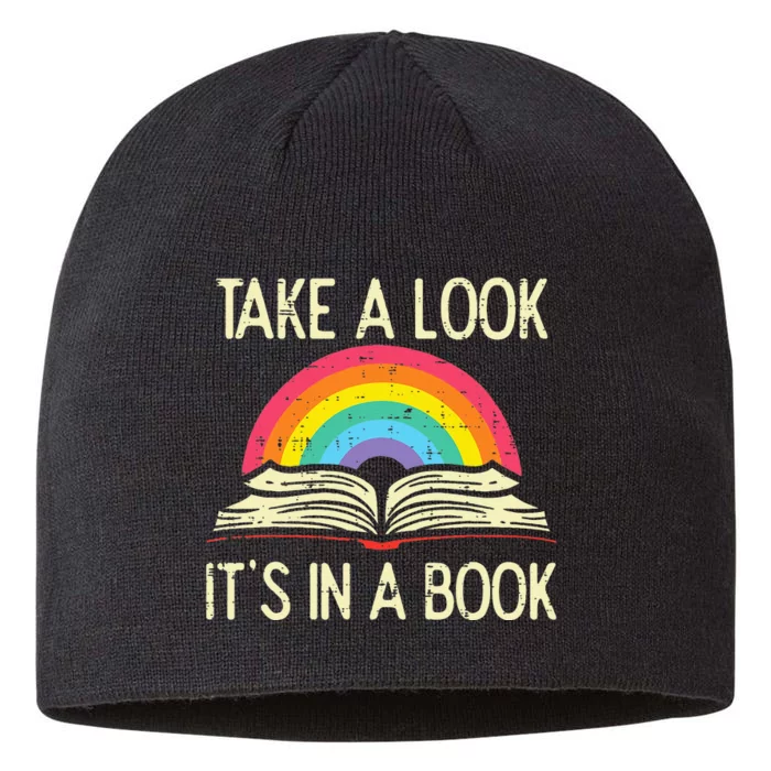 Take A Look Its In A Book Vintage Reading Bookworm Librarian 8 1/2in Sustainable Knit Beanie