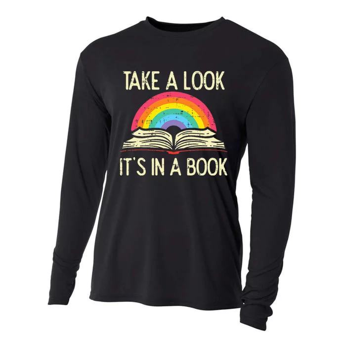 Take A Look Its In A Book Vintage Reading Bookworm Librarian Cooling Performance Long Sleeve Crew