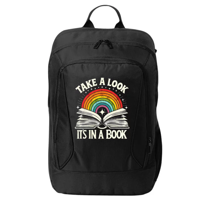 Take A Look A Book Vintage Reading Librarian Rainbow City Backpack