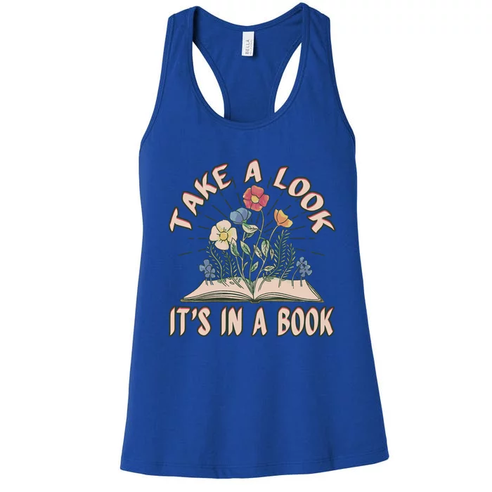 Take A Look Its In A Book Library Reading Books Gift Women's Racerback Tank