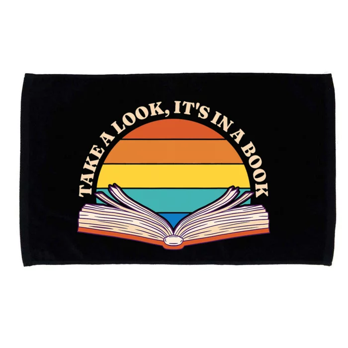 Take A Look Its In A Book Vintage Reading Bookworm Librarian Microfiber Hand Towel