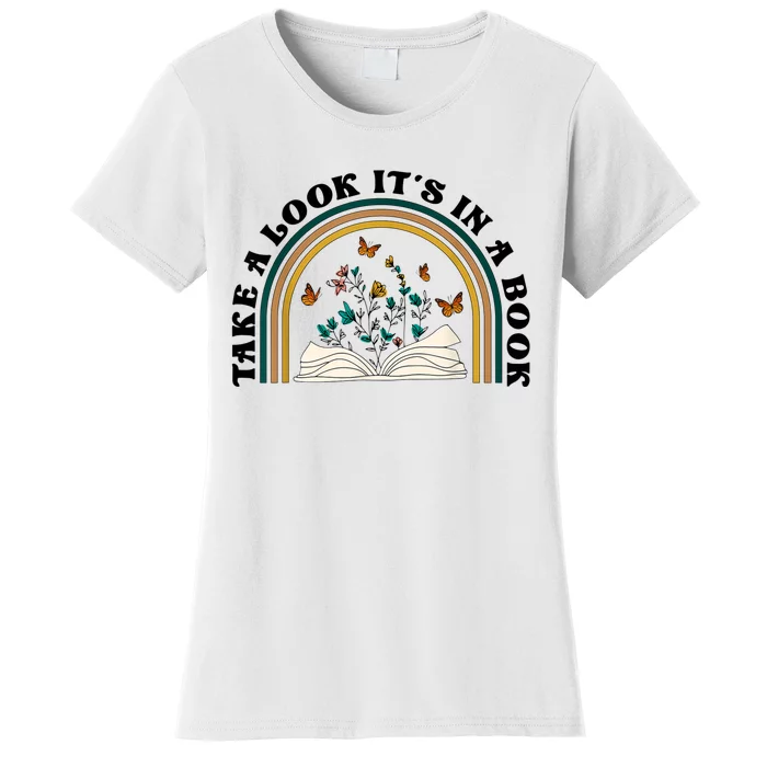 Take A Look Its In A Book Vintage Reading Bookworm Librarian Women's T-Shirt