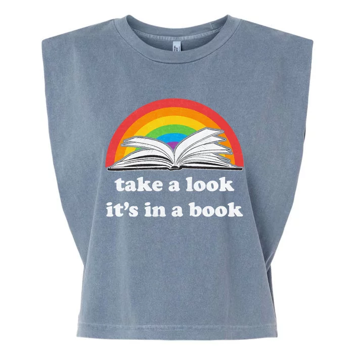 Take A Look Its In A Book Retro Inspired Reading Rainbow Garment-Dyed Women's Muscle Tee