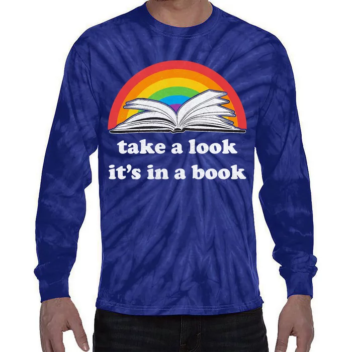 Take A Look Its In A Book Retro Inspired Reading Rainbow Tie-Dye Long Sleeve Shirt