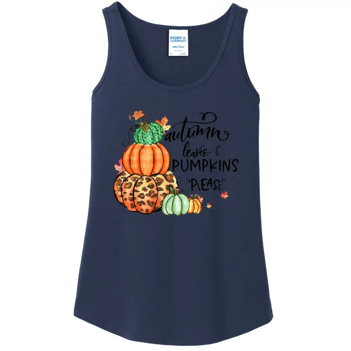 Thanksgiving Autumn Leaves And Pumpkins Please Fall Lover Ladies Essential Tank