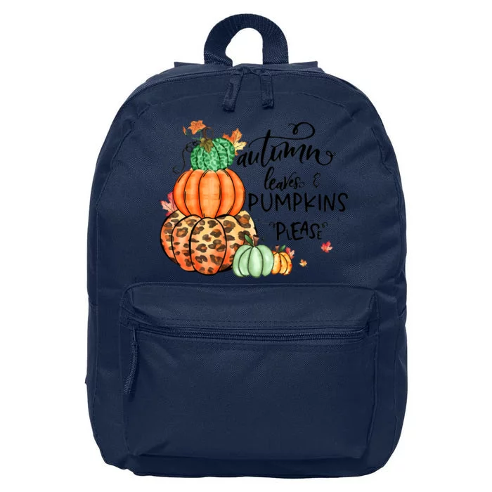 Thanksgiving Autumn Leaves And Pumpkins Please Fall Lover 16 in Basic Backpack