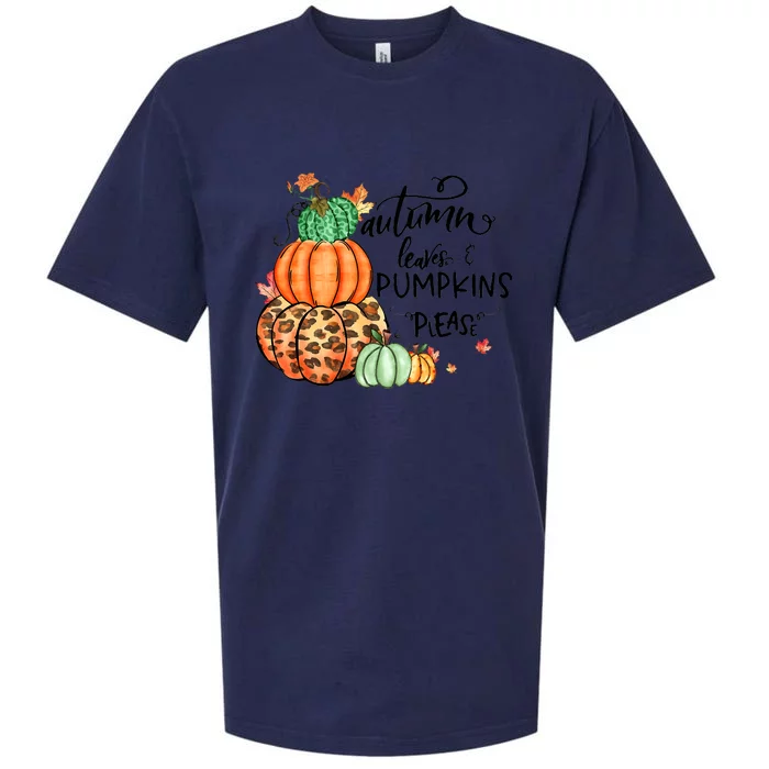 Thanksgiving Autumn Leaves And Pumpkins Please Fall Lover Sueded Cloud Jersey T-Shirt