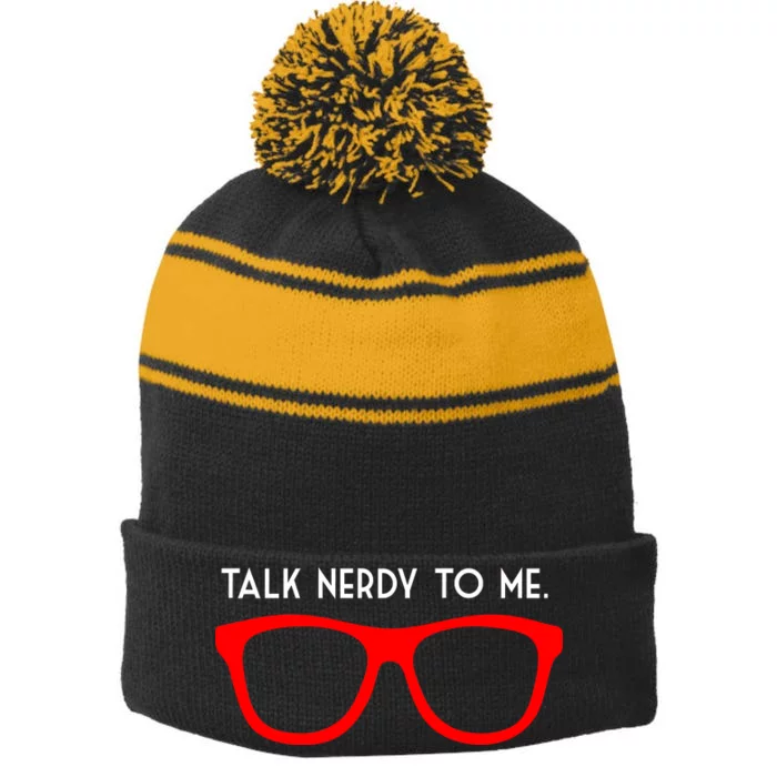 Talk Nerdy To Me Stripe Pom Pom Beanie