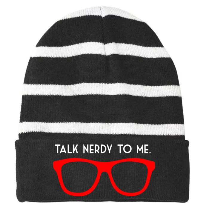 Talk Nerdy To Me Striped Beanie with Solid Band