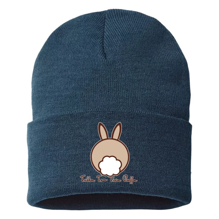 Talk To The Puff Funny Easter Bunny Sustainable Knit Beanie