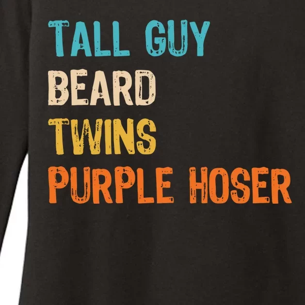 Tall Guy Beard Twins Purple Hoser Womens CVC Long Sleeve Shirt