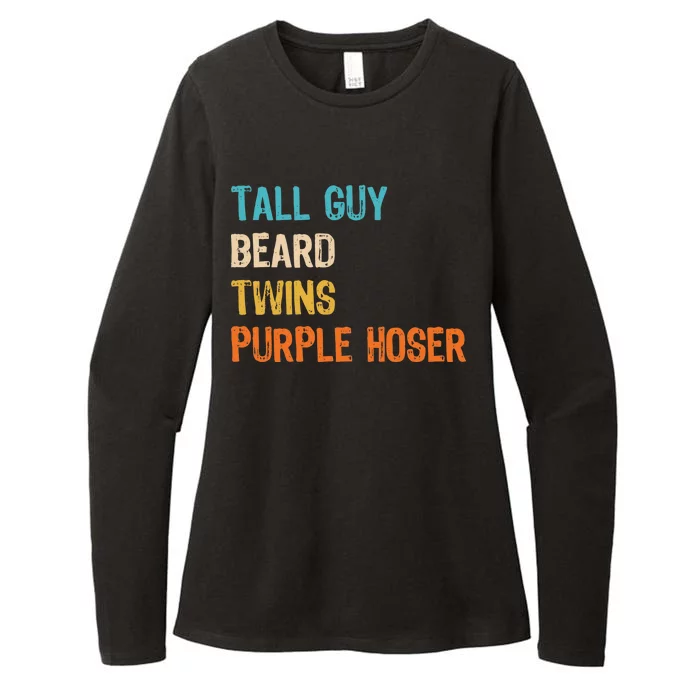 Tall Guy Beard Twins Purple Hoser Womens CVC Long Sleeve Shirt