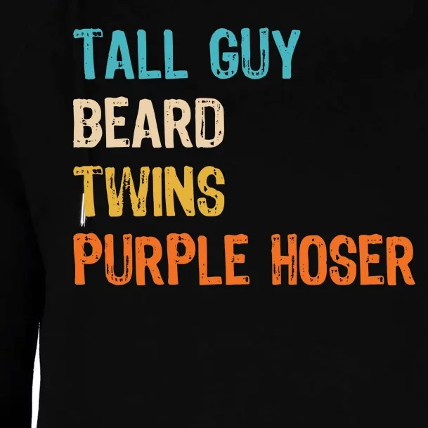 Tall Guy Beard Twins Purple Hoser Womens Funnel Neck Pullover Hood