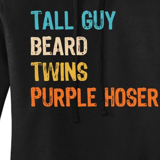 Tall Guy Beard Twins Purple Hoser Women's Pullover Hoodie