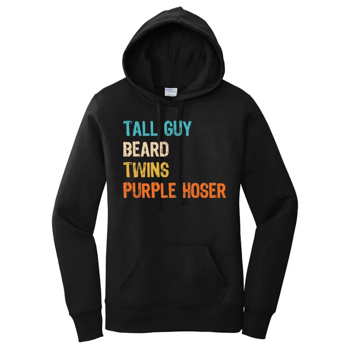 Tall Guy Beard Twins Purple Hoser Women's Pullover Hoodie