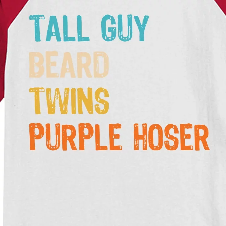 Tall Guy Beard Twins Purple Hoser Kids Colorblock Raglan Jersey