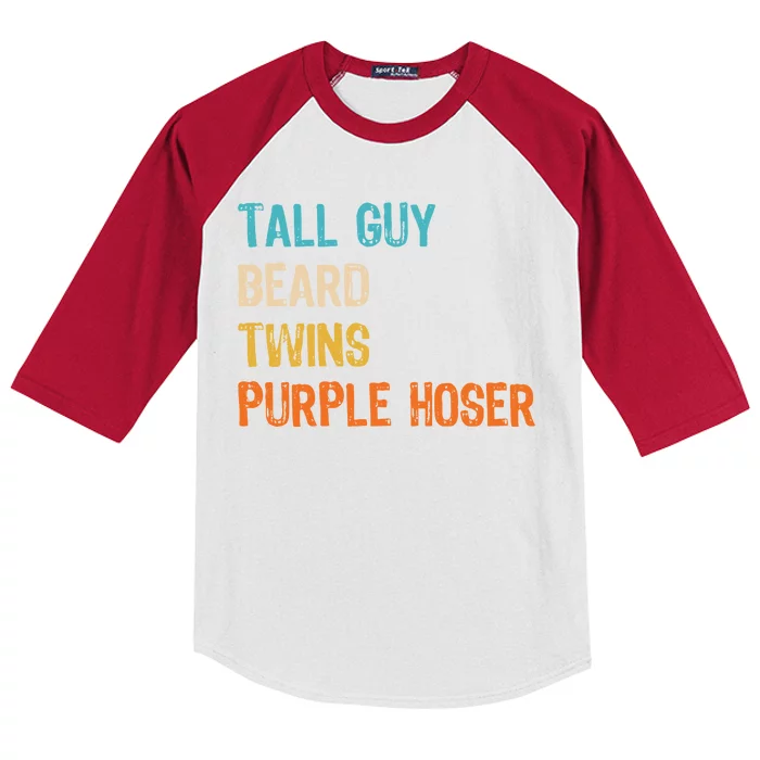 Tall Guy Beard Twins Purple Hoser Kids Colorblock Raglan Jersey