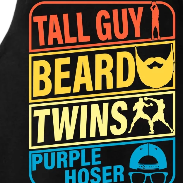 Tall Guy Beard Twins Purple Hoser Funny Ladies Tri-Blend Wicking Tank