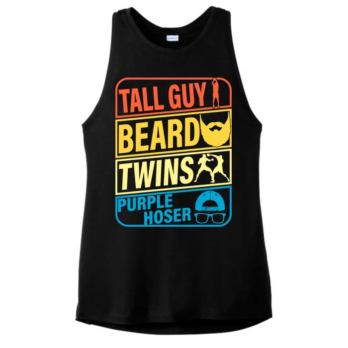 Tall Guy Beard Twins Purple Hoser Funny Ladies Tri-Blend Wicking Tank