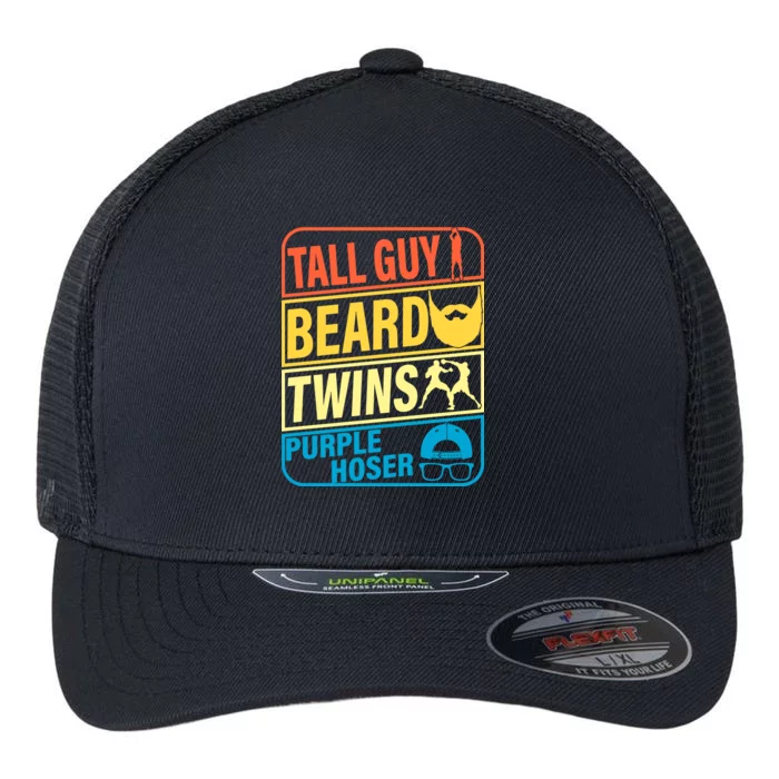 Tall Guy Beard Twins Purple Hoser Funny Flexfit Unipanel Trucker Cap