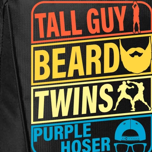 Tall Guy Beard Twins Purple Hoser Funny City Backpack