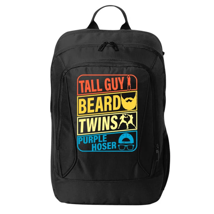 Tall Guy Beard Twins Purple Hoser Funny City Backpack