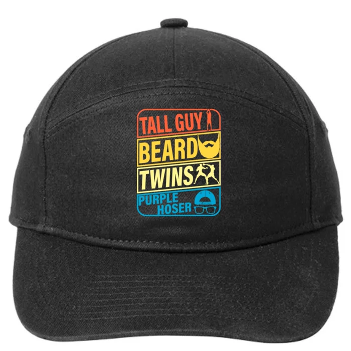 Tall Guy Beard Twins Purple Hoser Funny 7-Panel Snapback Hat