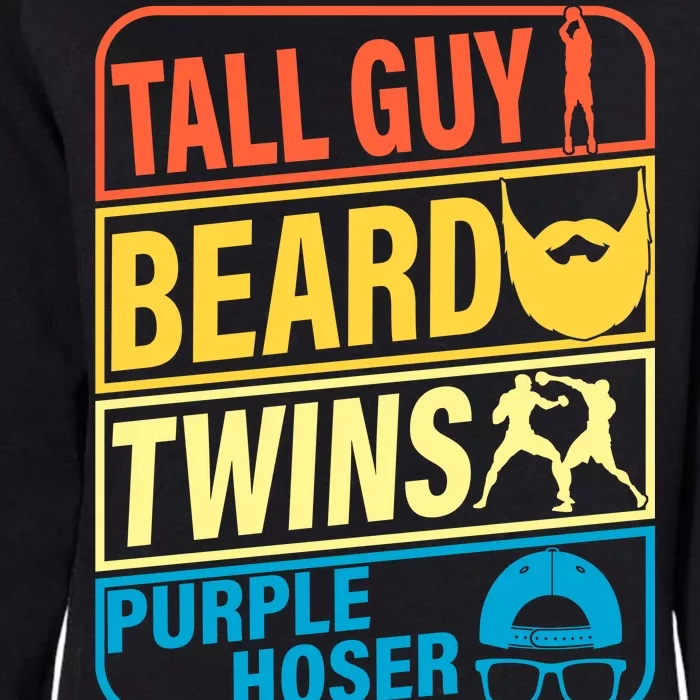 Tall Guy Beard Twins Purple Hoser Funny Womens California Wash Sweatshirt