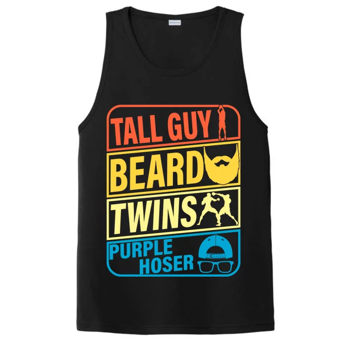 Tall Guy Beard Twins Purple Hoser Funny Performance Tank