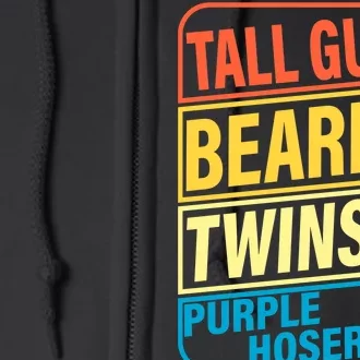 Tall Guy Beard Twins Purple Hoser Funny Full Zip Hoodie