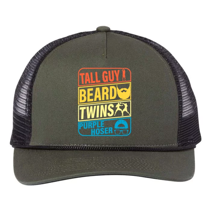 Tall Guy Beard Twins Purple Hoser Funny Retro Rope Trucker Hat Cap