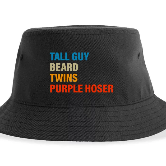 Tall Guy Beard Twins Purple Hoser Funny Meme Sustainable Bucket Hat