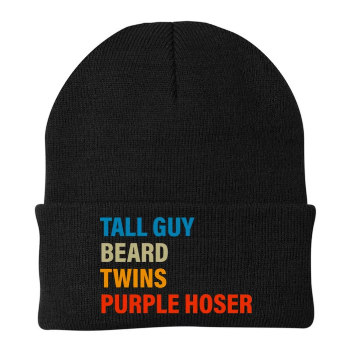 Tall Guy Beard Twins Purple Hoser Funny Meme Knit Cap Winter Beanie