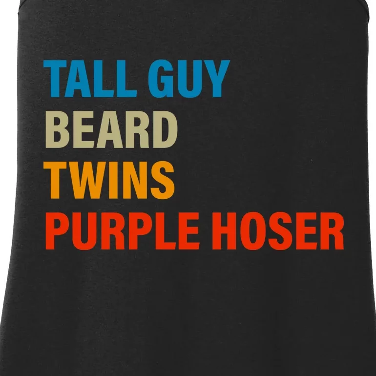 Tall Guy Beard Twins Purple Hoser Funny Meme Ladies Essential Tank