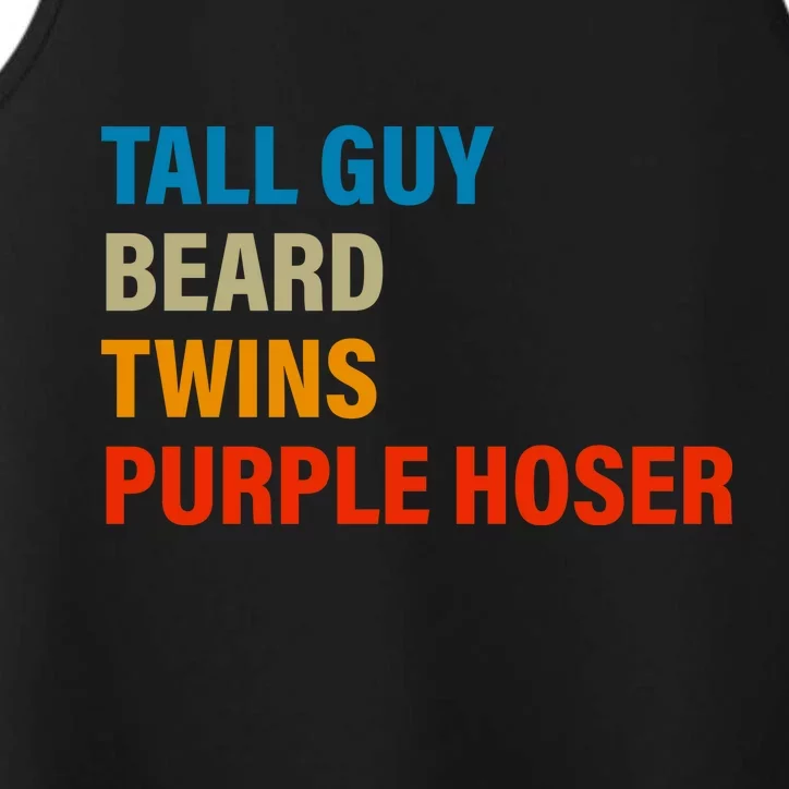 Tall Guy Beard Twins Purple Hoser Funny Meme Performance Tank