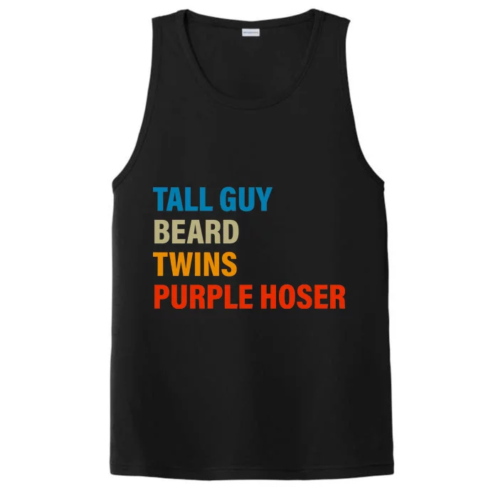 Tall Guy Beard Twins Purple Hoser Funny Meme Performance Tank