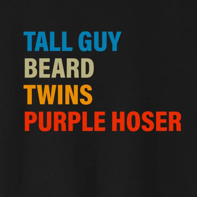 Tall Guy Beard Twins Purple Hoser Funny Meme Women's Crop Top Tee