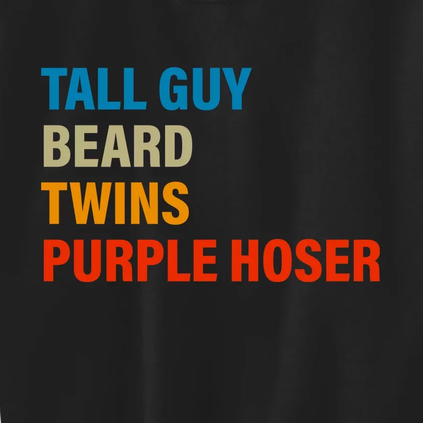 Tall Guy Beard Twins Purple Hoser Funny Meme Kids Sweatshirt