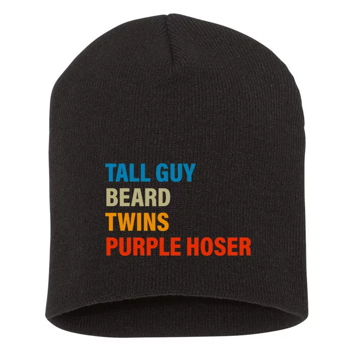 Tall Guy Beard Twins Purple Hoser Funny Meme Short Acrylic Beanie