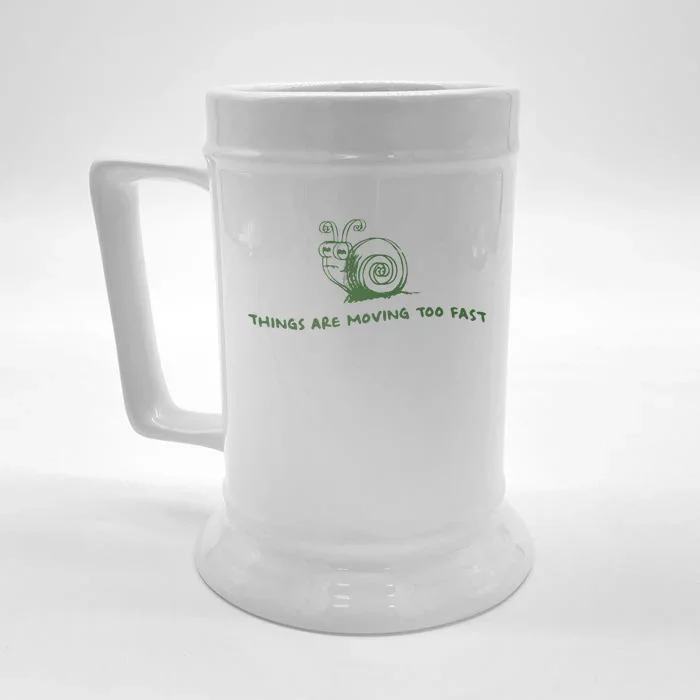 Things Are Moving Too Fast Vintage Retro 90s Snail Front & Back Beer Stein