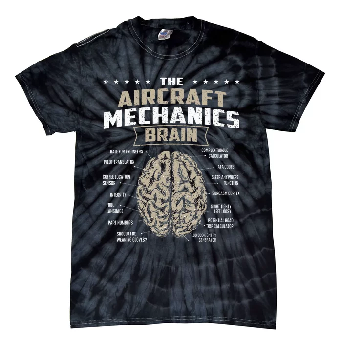 The Aircraft Mechanics Brain Airplane Maintenance Aviation Tie-Dye T-Shirt