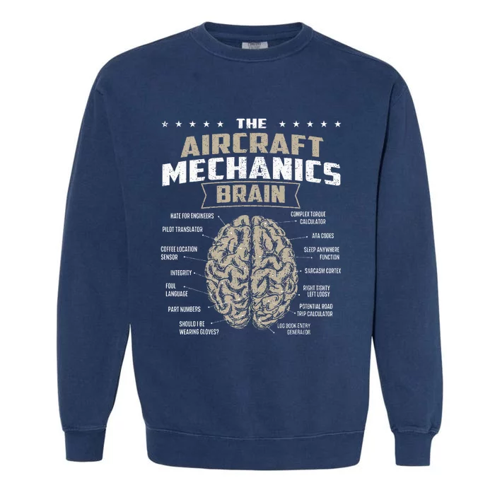 The Aircraft Mechanics Brain Airplane Maintenance Aviation Garment-Dyed Sweatshirt