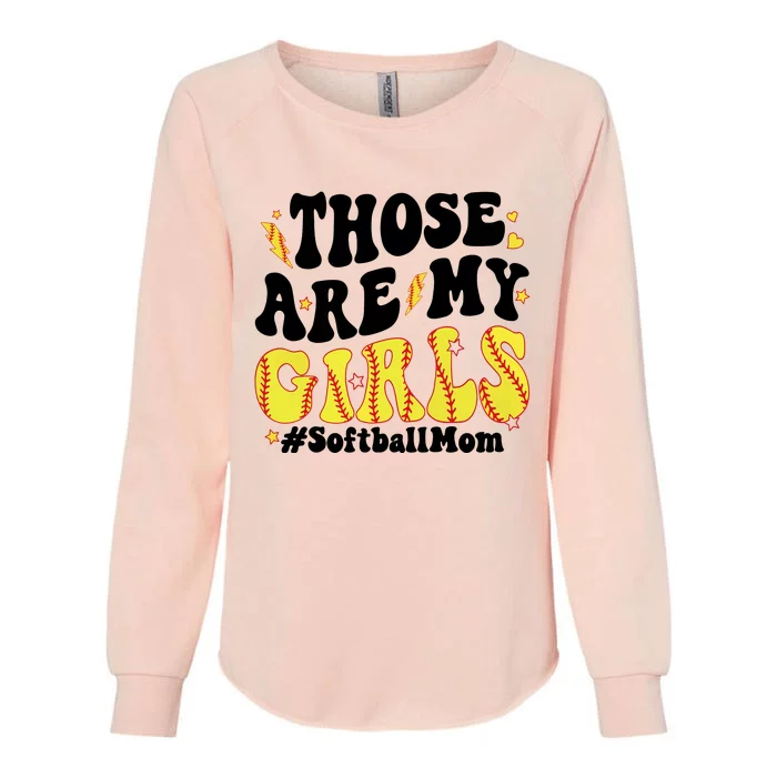 Those Are My Girl Softball Mom Womens California Wash Sweatshirt