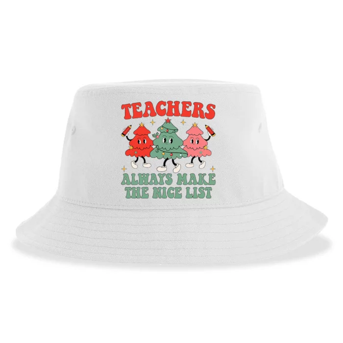 Teachers Always Make The Nice List Teacher Christmas Xmas Sustainable Bucket Hat