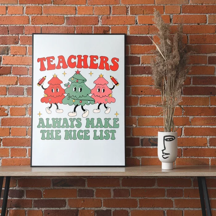 Teachers Always Make The Nice List Teacher Christmas Xmas Poster