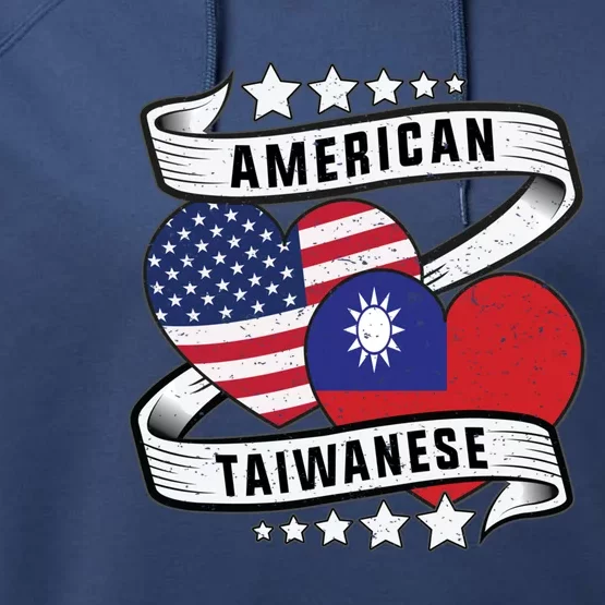 Taiwanese American Meaningful Gift Half Taiwanese Half American Flag Gift Performance Fleece Hoodie