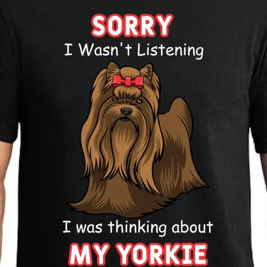 Thinking About My Yorkie Terrier Cute Gift Pajama Set